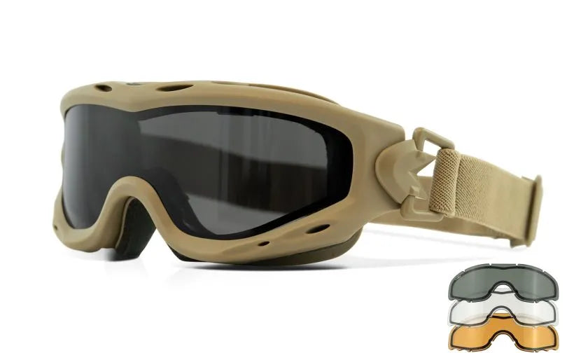 WileyX SPEAR Dual Lense - Tactical Goggles with Ballistic Protection - Multi Lense - Tan Frame